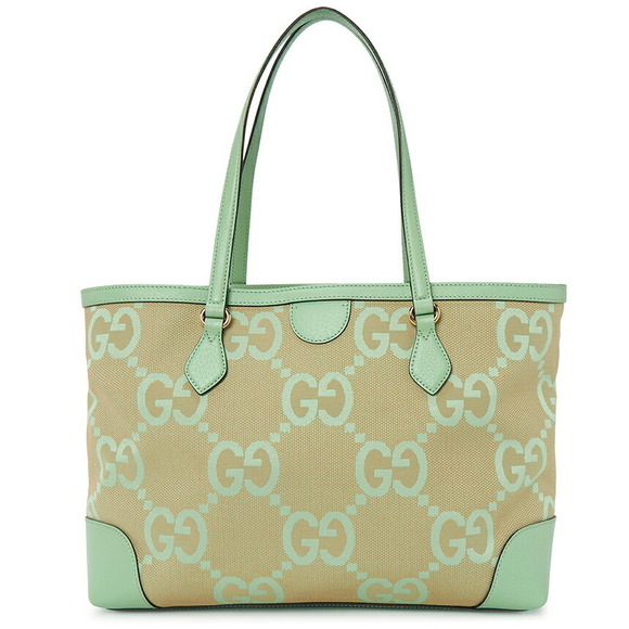 Gucci green beige GG Ophidia tote leather jumbo bag canvas - Picture 4 of 9